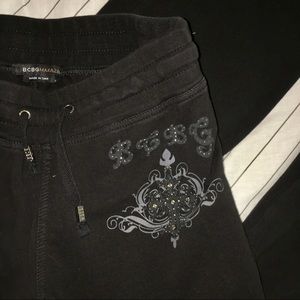 Bcbgmaxazria bootcut black sweat pants